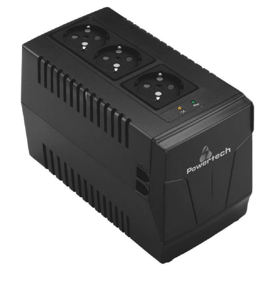Powertech PT-AVR-1500 Compact Σταθεροποιητής Τάσης 1500VA με 3 Πρίζες Ρεύματος