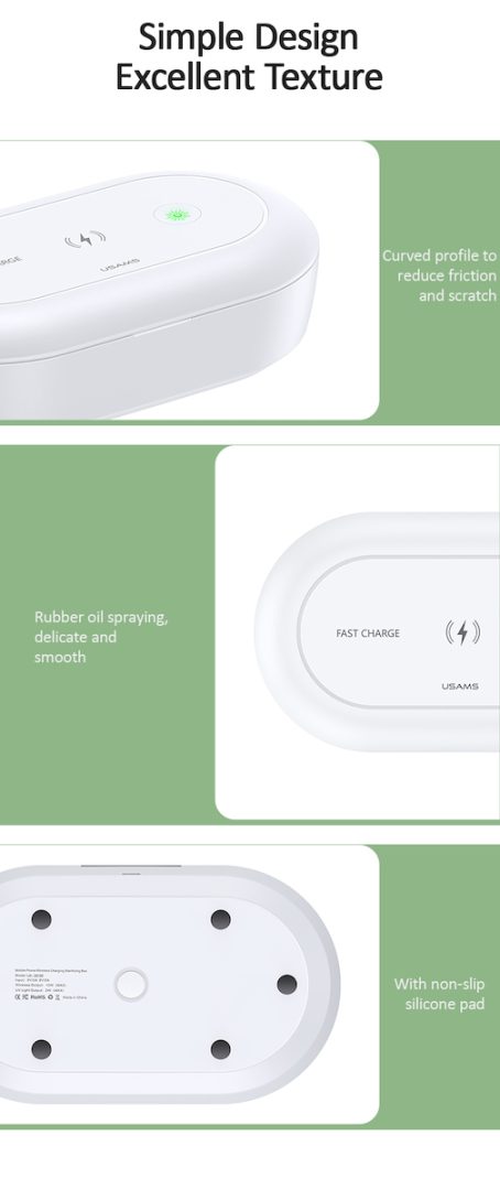 USAMS UV Sterilizer With Wireless Charging 10W White US-ZB138