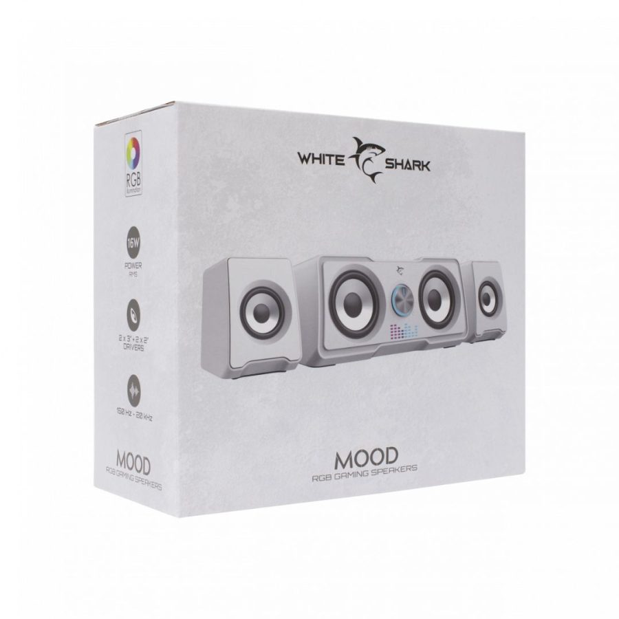 White Shark Ηχεία RGB Gaming 2.2 Speakers Mood White