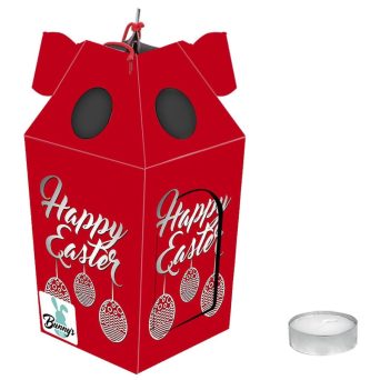 Διακοσμητικό Πασχαλινό ΦΑΝΑΡΑΚΙ ΜΕ ΡΕΣΩ ΚΟΚΚΙΝΟ ΜΕ ΑΥΓΑ 21x9,5cm