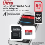 SanDisk SDSQUAB-064G-GN6MA Ultra microSDXC 64GB + SD Adapter 140MB/s  A1 Class 10 UHS-I