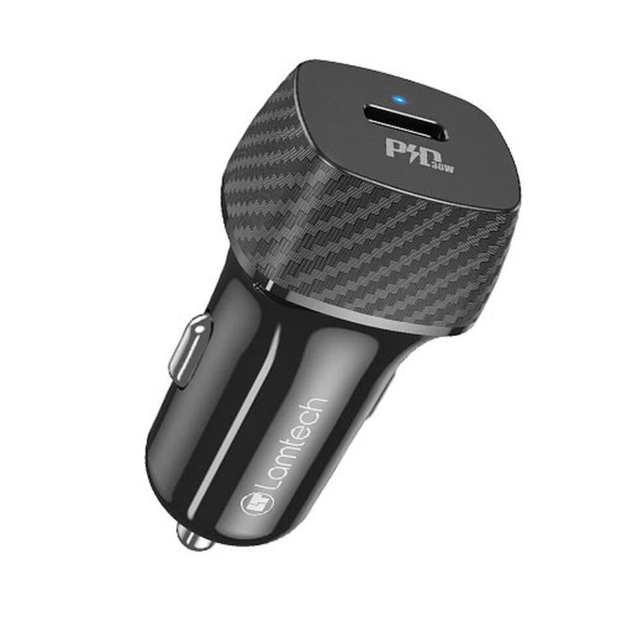 LAMTECH PREMIUM FAST IN-CAR CHARGER TYPE-C PD30W BLACK - LAM112792