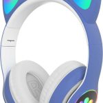 OEM STN28 Ασύρματα/Ενσύρματα ακουστικά Cat Over Ear Μπλε (SG-28)