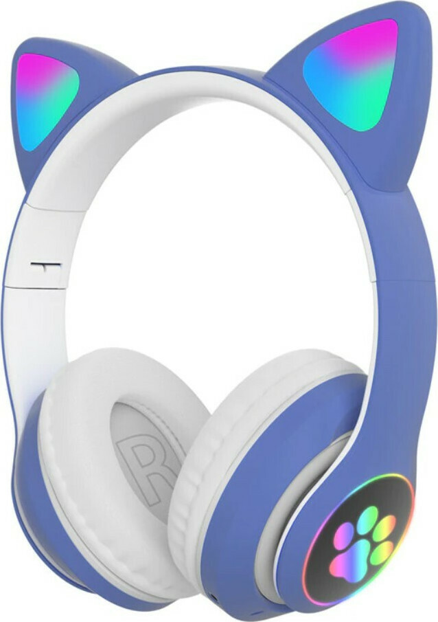 OEM STN28 Ασύρματα/Ενσύρματα ακουστικά Cat Over Ear Μπλε (SG-28)
