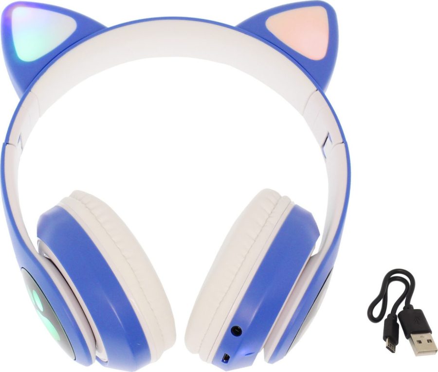 OEM STN28 Ασύρματα/Ενσύρματα ακουστικά Cat Over Ear Μπλε (SG-28)