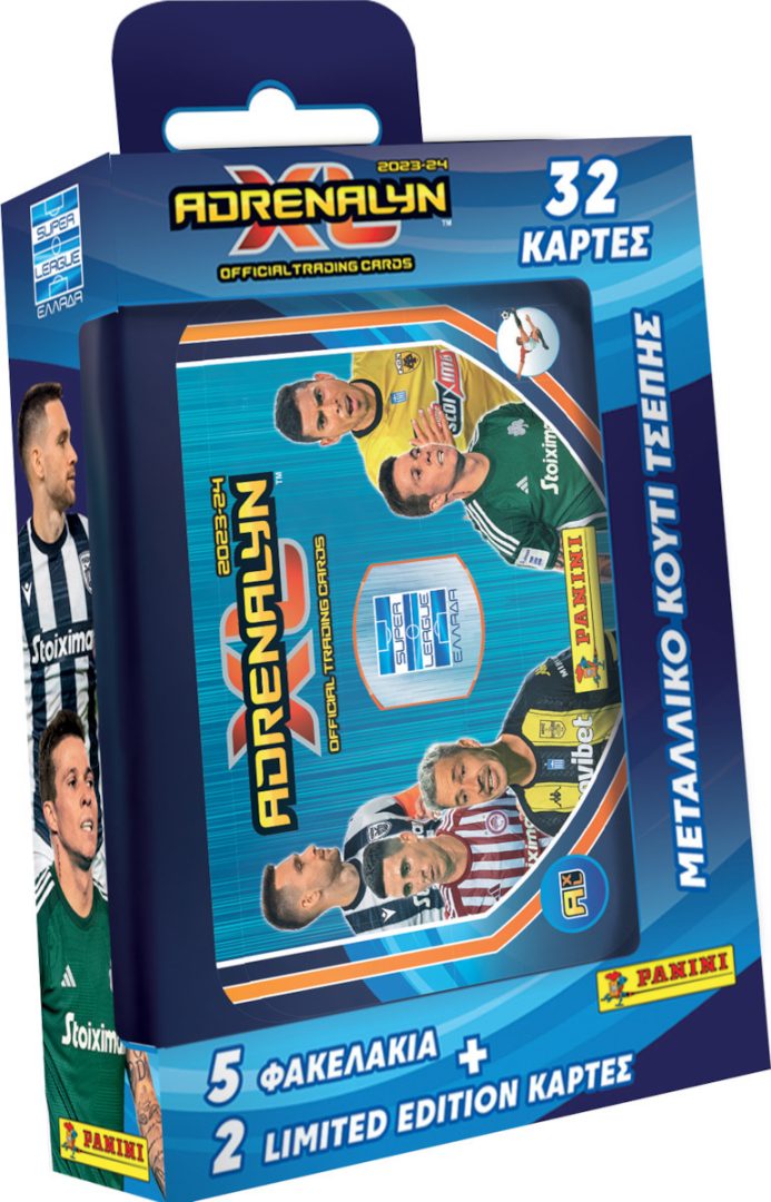 Panini Adrenalyn XL: Superleague Greece 2023-24 -Trading Cards Metal Pocket Tin