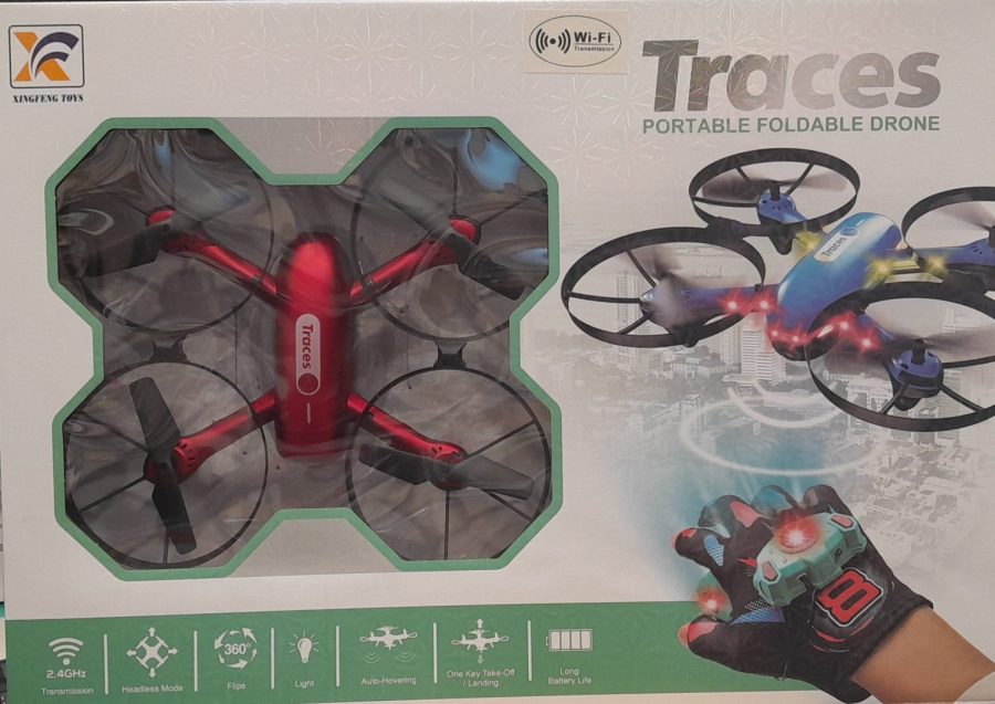 Traces Φορητό Αναδιπλούμενο Drone Με έλεγχο χεριού σε κόκκινο χρώμα (CF946B)