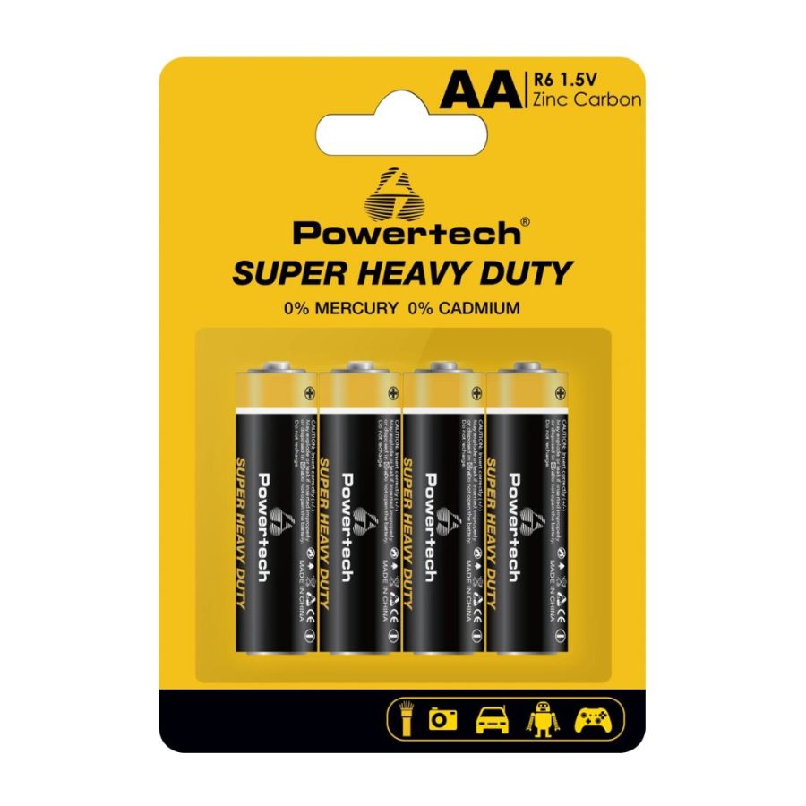 POWERTECH μπαταρίες Zinc Carbon Super Heavy Duty PT-1219, AA, 1.5V, 4τμχ