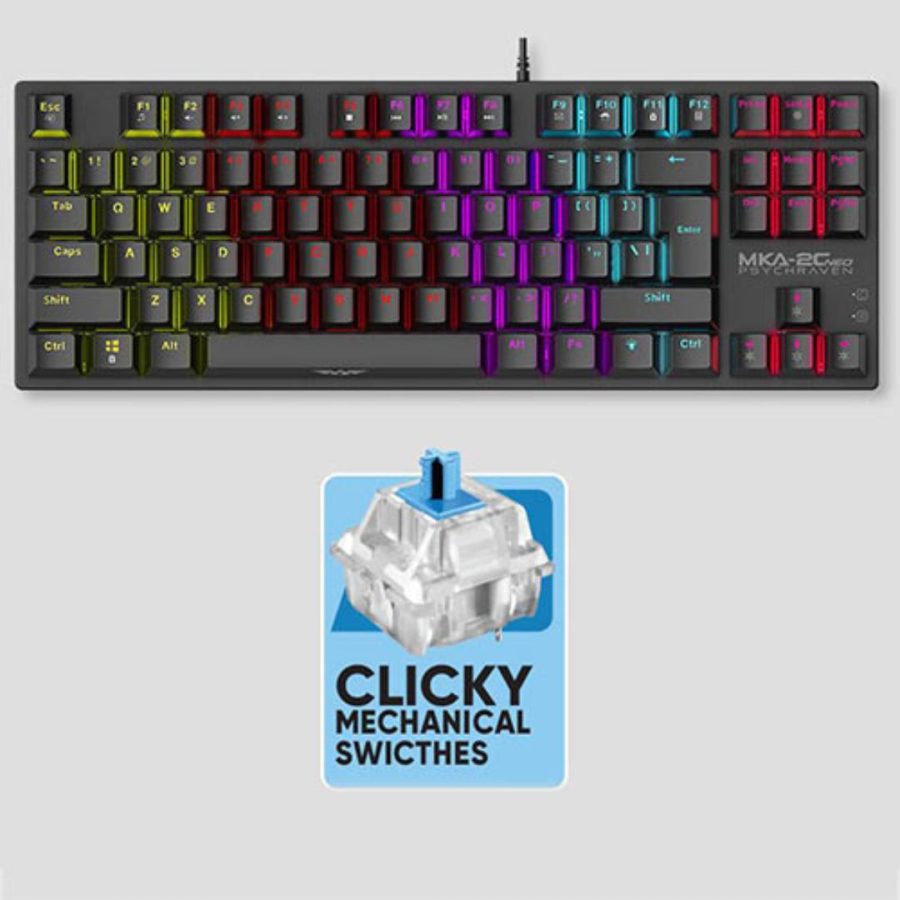 Armaggeddon Mechanical Keyboard MKA-2C Neo Black με διακόπτες Clicky Blue