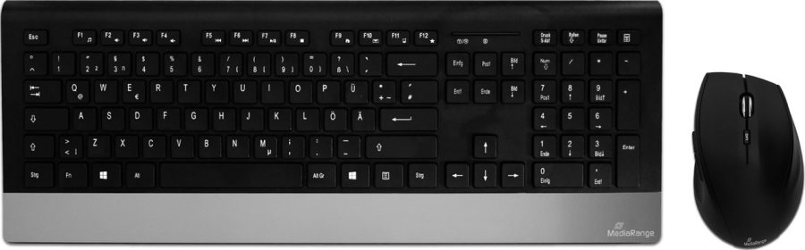 MediaRange Wireless Keyboard & Mouse Combo Highline Series (Black/Silver) (MROS105-GR)