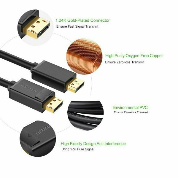 Ugreen Cable DisplayPort male - 1.2 4K-60Hz DP102 Black (10244)