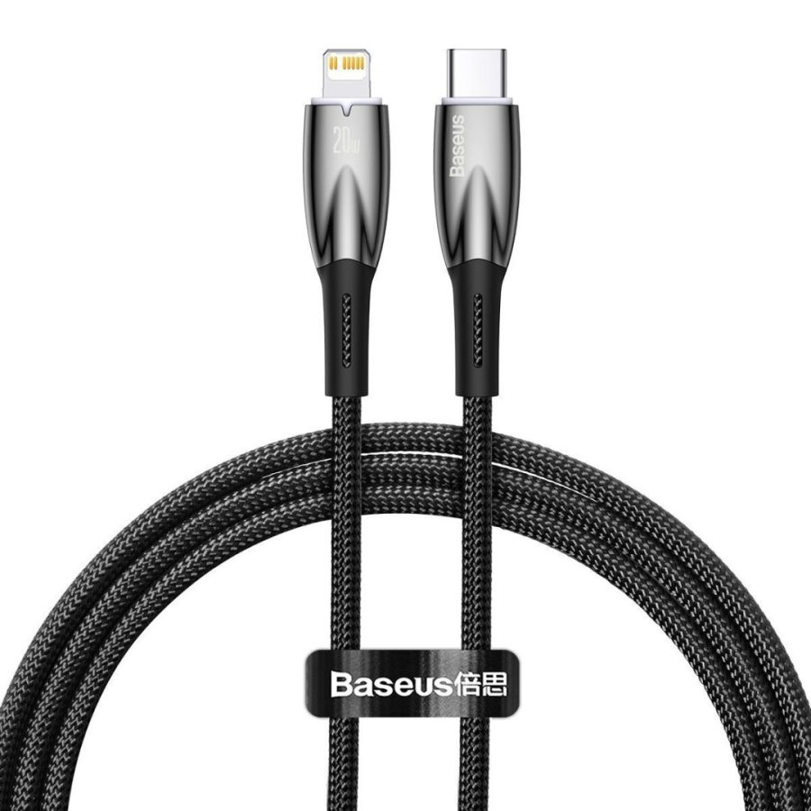 Baseus USB-C Cable For Lightning Glimmer Series, 20w, 1m Black (CADH000001)