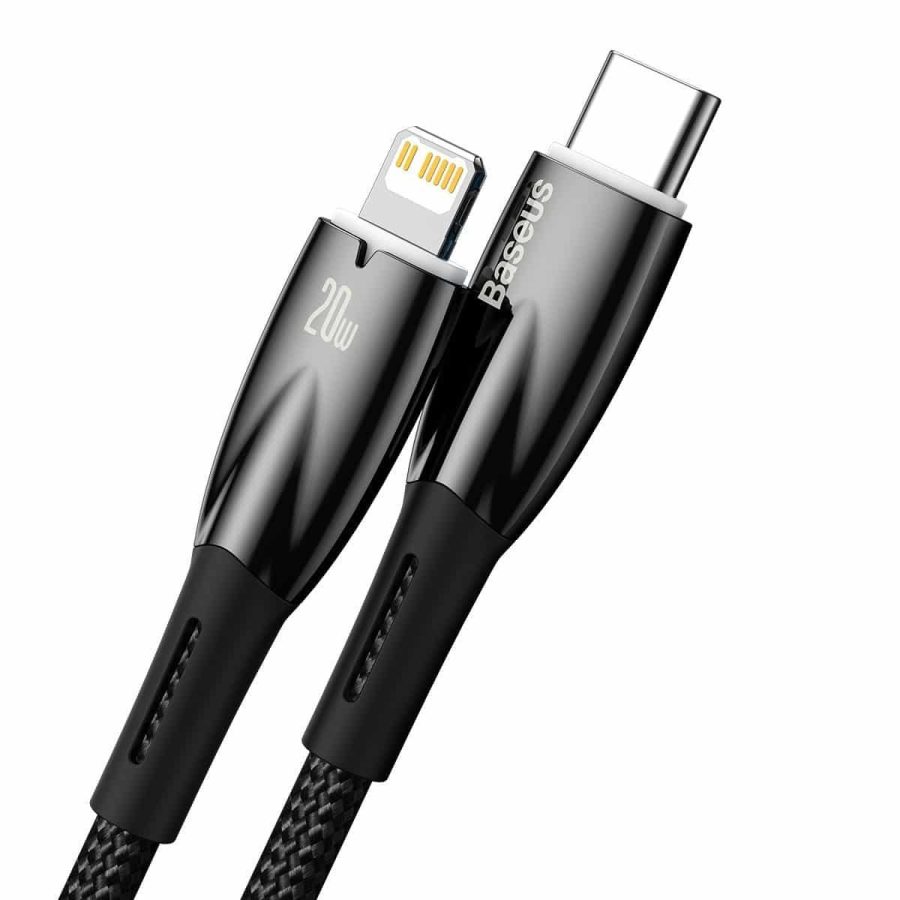 Baseus USB-C Cable For Lightning Glimmer Series, 20w, 1m Black (CADH000001)