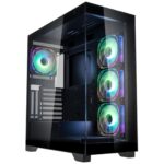 Kolink Unity Peak ARGB Midi Tower Showcase – Black ATX 400mm clearance with 4 ARGB Fans