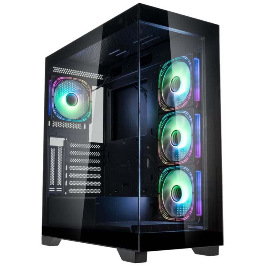 Kolink Unity Peak ARGB Midi Tower Showcase – Black ATX 400mm clearance with 4 ARGB Fans