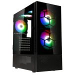 Kolink Observatory MX Glass ARGB Midi Tower Case – Black (with 5 ARGB fans – 2x140mm & 3x120mm)