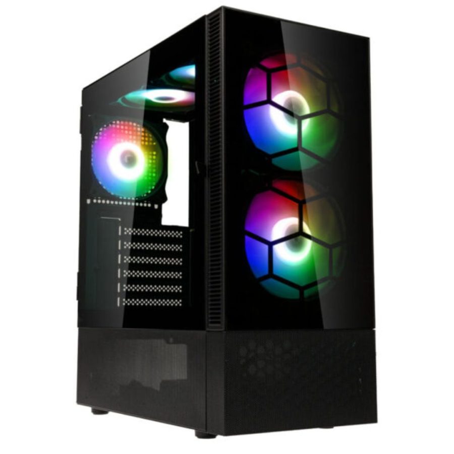 Kolink Observatory MX Glass ARGB Midi Tower Case – Black (with 5 ARGB fans – 2x140mm & 3x120mm)
