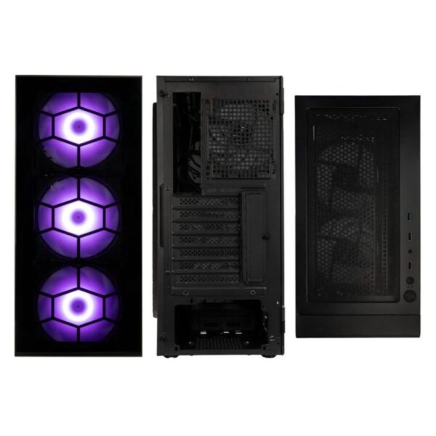 Kolink Observatory HF Plus Glass ARGB PWM Midi Tower Case – Black (with 6x120mm ARGB PWM Fans)