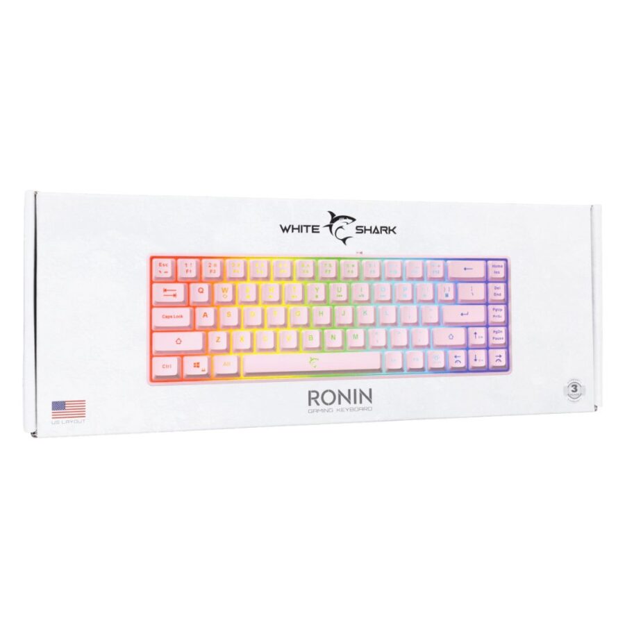 WHITE Shark RGB Gaming Membrane Keyboard RONIN PINK (GK-2201P)