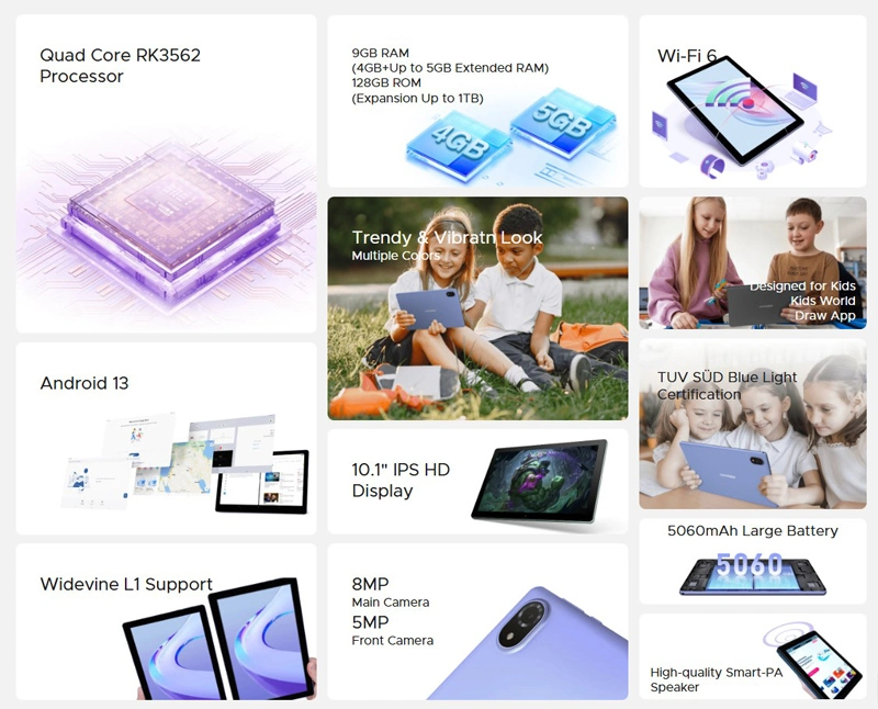 DOOGEE tablet U10, 10.1", 4/128GB, Android 13, 5060mAh, γκρι U10-GR