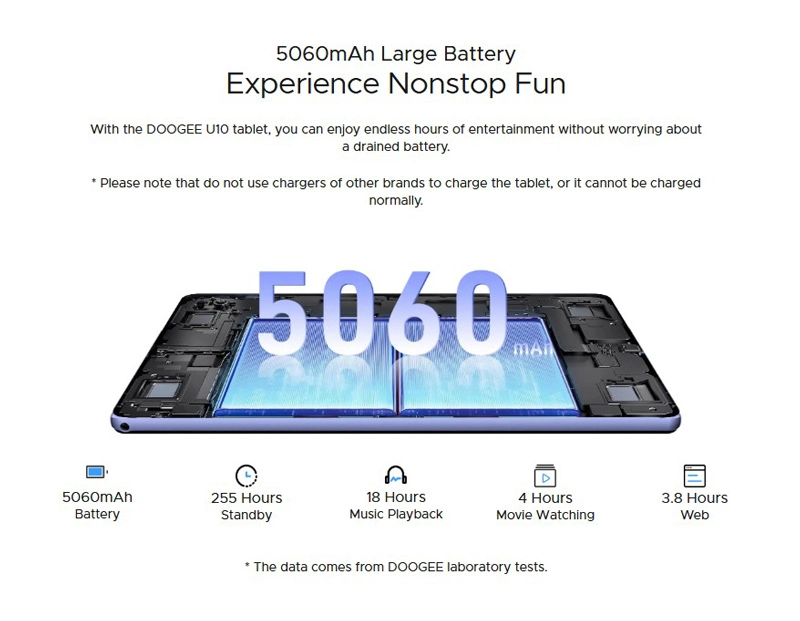 DOOGEE tablet U10, 10.1", 4/128GB, Android 13, 5060mAh, γκρι U10-GR