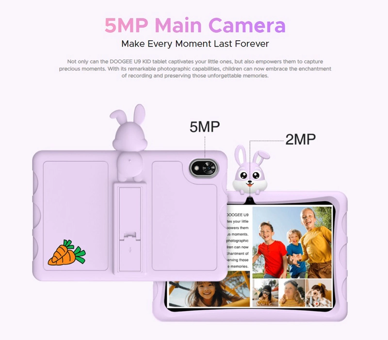 DOOGEE tablet U9 KID, 10.1", 3/64GB, Android 13, 5060mAh, μωβ και Δωρο Παιδικη Θηκη