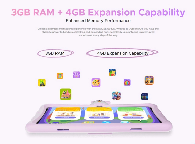 DOOGEE tablet U9 KID, 10.1", 3/64GB, Android 13, 5060mAh, μωβ και Δωρο Παιδικη Θηκη