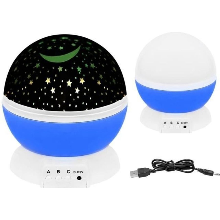 Περιστρεφόμενο Παιδικό Φωτιστικό Projector Αστέρια 64907 Μπλε