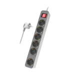 POWERTECH πολύπριζο ασφαλείας PT-1058, 6x schuko, 16A, 1.4m, λευκό