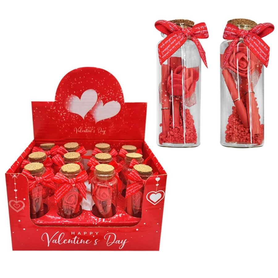 Homie Μπουκαλάκι Τριαντάφυλλο Γυάλινο με Φελλό (22-3007)