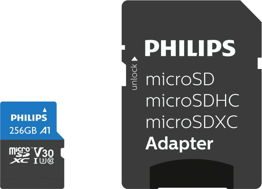 Philips Ultra Pro microSDXC 256GB Class 10 U3 V30 UHS-I με αντάπτορα (FM25MP65B/00)