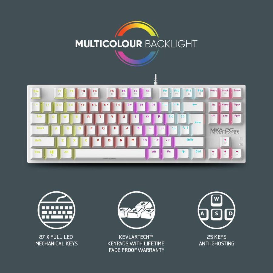 ARMAGGEDDON MECHANICAL KEYBOARD MKA-2C NEO WHITE TACTILE BROWN (Καφε) SWITCH
