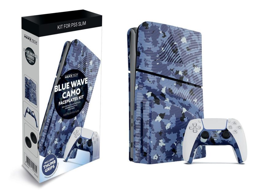 Maxx Tech PS5 Slim Καπακια Κονσολας και ΧειριστηριουFaceplates + Controller Faceplates Blue Wave Camo