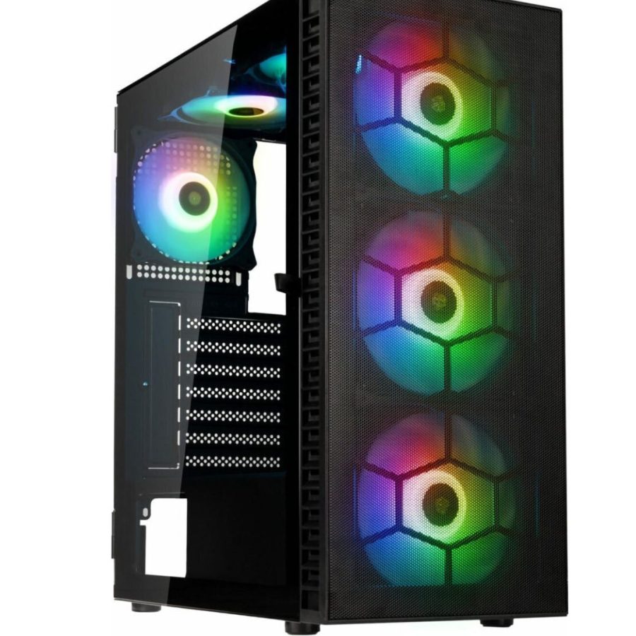 Kolink Observatory HF Mesh ARGB Midi Tower Case – Black (with 6 ARGB fans – 3x140mm & 3x120mm)