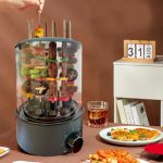 XKGJ BBQ Επιτραπέζια Κάθετη Αυτοματη Χωρις Καπνο Σούβλα 1100W με Καπάκι 31x21εκ.