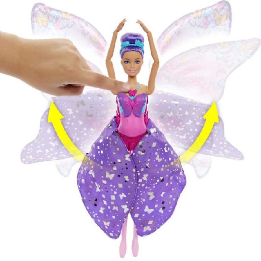 BARBIE ΜΠΑΛΑΡΙΝΑ ΠΕΤΑΛΟΥΔΑ ΚΟΥΚΛΑ 2 ΣΕ 1 ΜΕΤΑΜΟΡΦΩΣΗ ΑΠΟ ΧΟΡΕΥΤΡΙΑ ΣΕ ΜΠΑΛΑΡΙΝΑ, ΜΟΒ ΜΑΛΛΙΑ - HXJ10