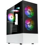 Kolink Observatory MX Mesh ARGB Midi Tower Case – Black/White (with 5 ARGB fans – 2x140mm & 3x120mm)