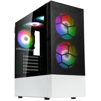 Kolink Observatory MX Mesh ARGB Midi Tower Case – Black/White (with 5 ARGB fans – 2x140mm & 3x120mm)