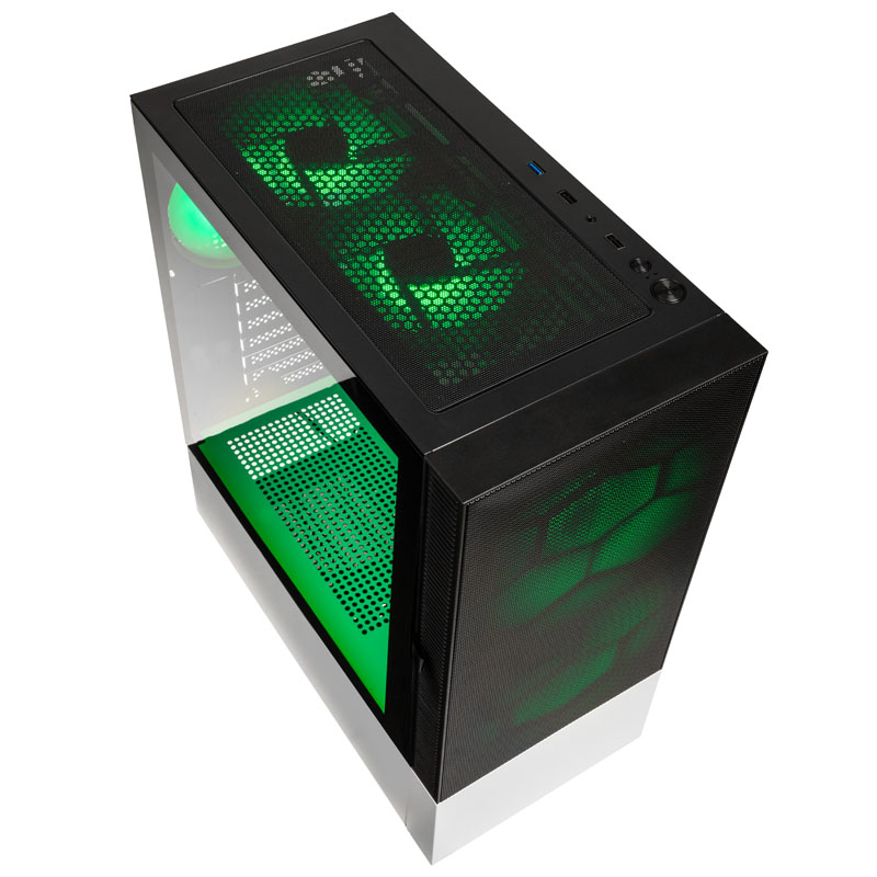 Kolink Observatory MX Mesh ARGB Midi Tower Case – Black/White (with 5 ARGB fans – 2x140mm & 3x120mm)