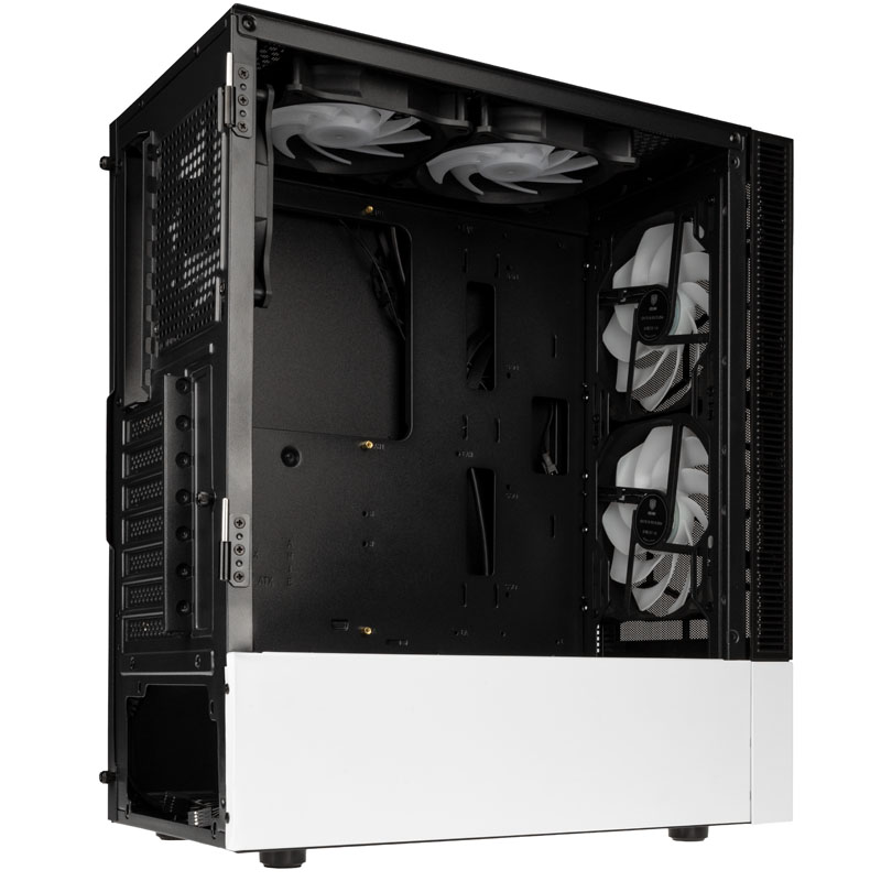 Kolink Observatory MX Mesh ARGB Midi Tower Case – Black/White (with 5 ARGB fans – 2x140mm & 3x120mm)
