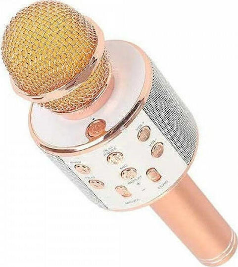 WSTER WS-858 Ασυρματο Μικροφωνο Karaoke WS-858 Ροζ Χρυσο
