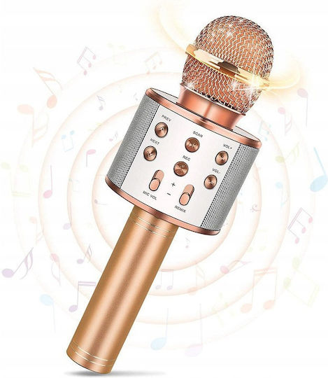 WSTER WS-858 Ασυρματο Μικροφωνο Karaoke WS-858 Ροζ Χρυσο