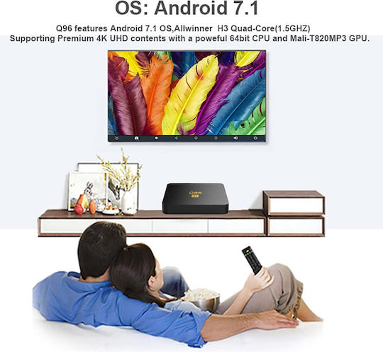TV Box Q96 X1 546897 με WiFi USB 2.0 1GB RAM και 8GB Αποθηκευτικό Χώρο με Λειτουργικό Android 7.1