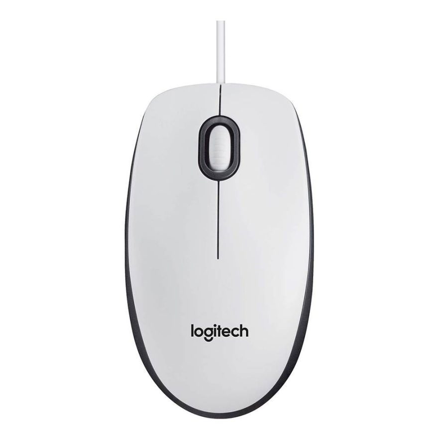 Logitech M100 Optical Mouse (White, Wired) (910-005004)