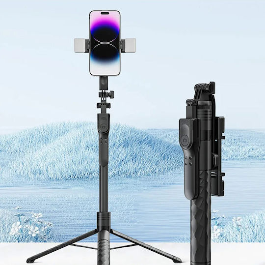 Selfie Stick Μεταλλικο K26 Τρίποδο Κινητού με Bluetooth εως 175cm με χειριστηριο Μαύρο