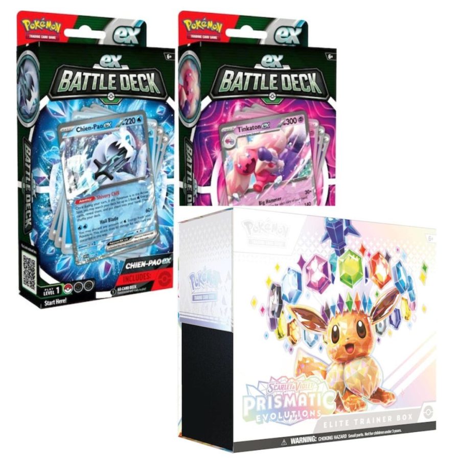 3 Πακέτα (Pokemon Tinkaton/Chien-Pao ex Battle Deck Display (POK862403)) + 1 πακέτο (Pokemon TCG Scarlet & Violet 8.5 – Prismatic Evolutions Elite Trainer Box) (POK105133)