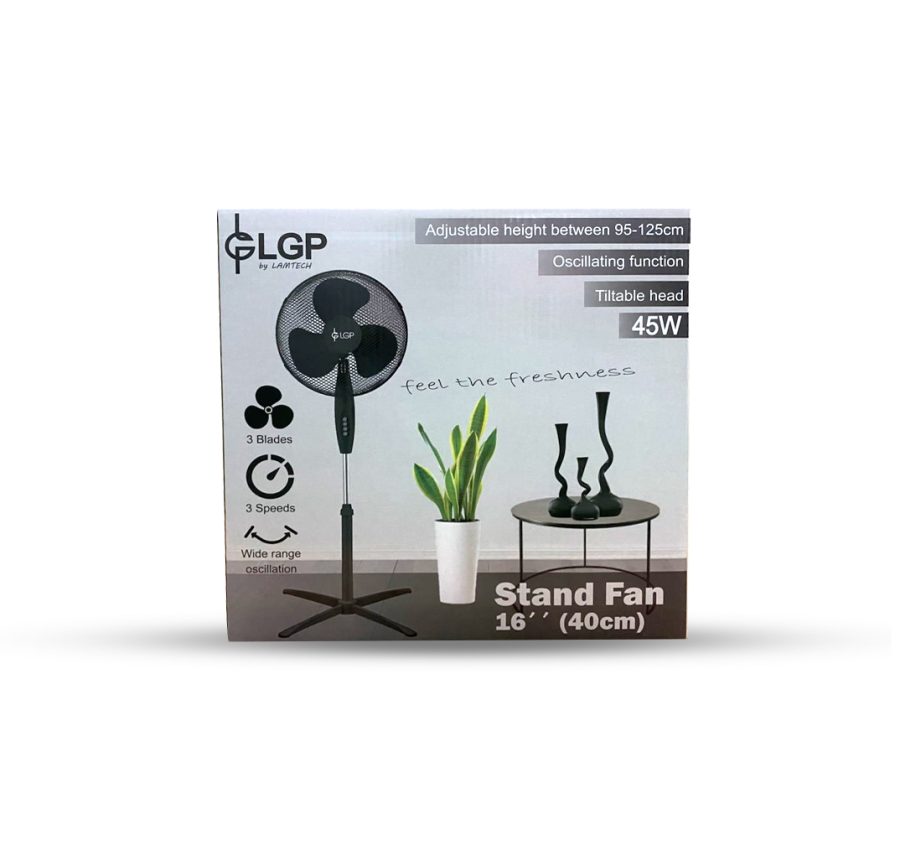 LGP STAND FAN 16′ 40CM 45W BLACK (LAM111870)