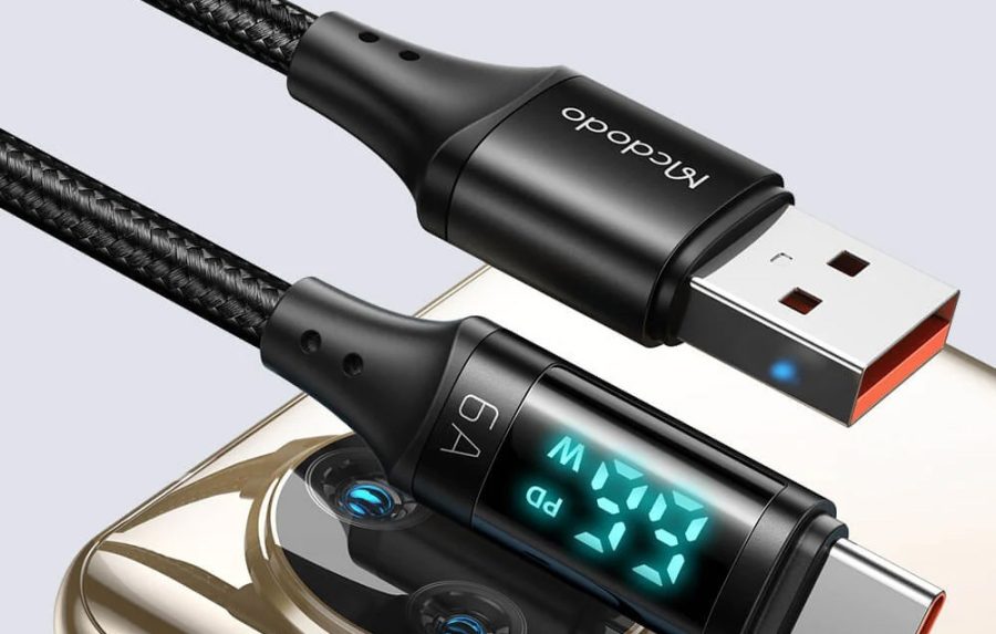 Cable USB to USB-C Mcdodo CA-1080 with display , 66W, 6A, 1.2m (black)