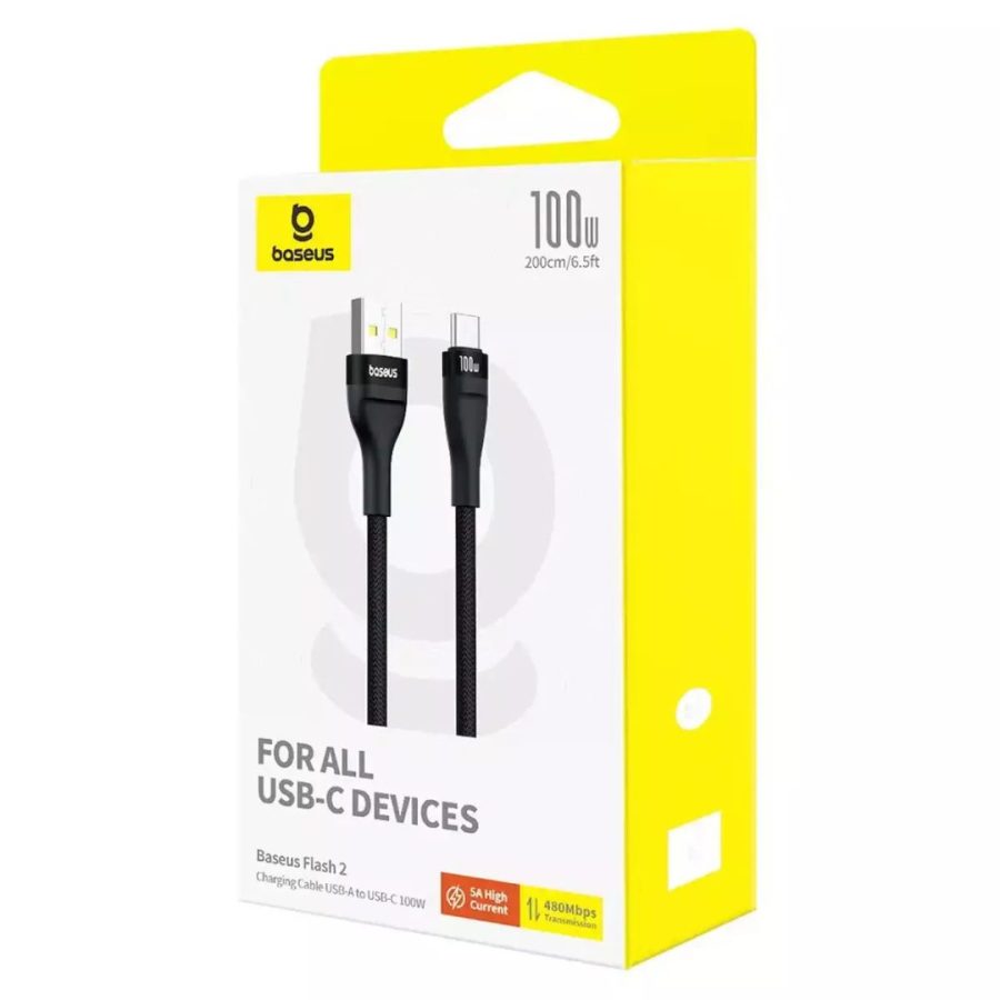 Καλώδιο USB Baseus Charging Flash 2 USB to USB-C 100W 2m Black (P10311804111-01)