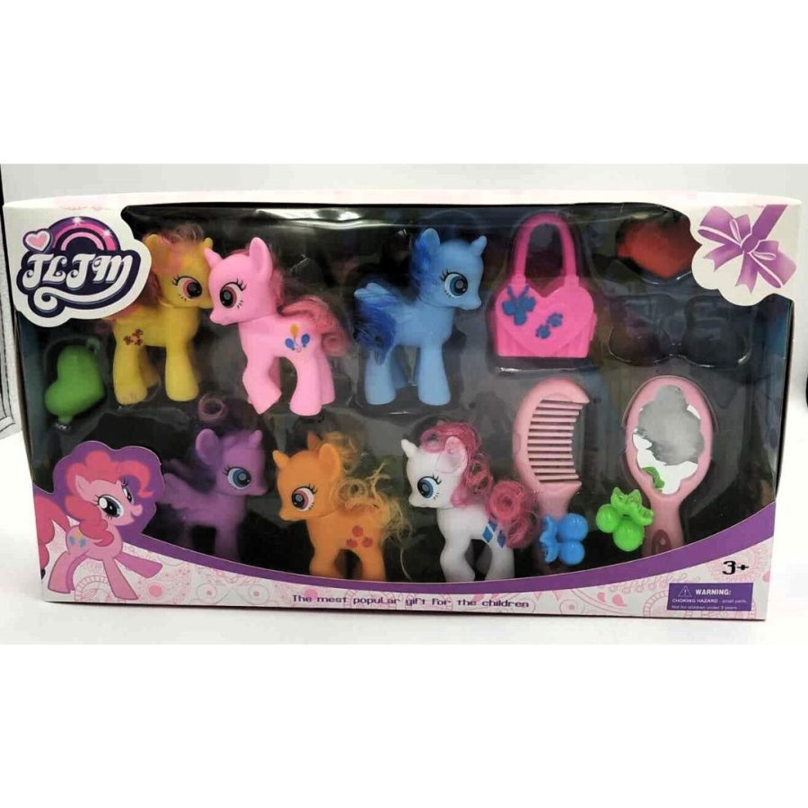 Σετ απο 6 Πόνυ Pony με Καθρεφτακι,Χτενα,Τσαντα